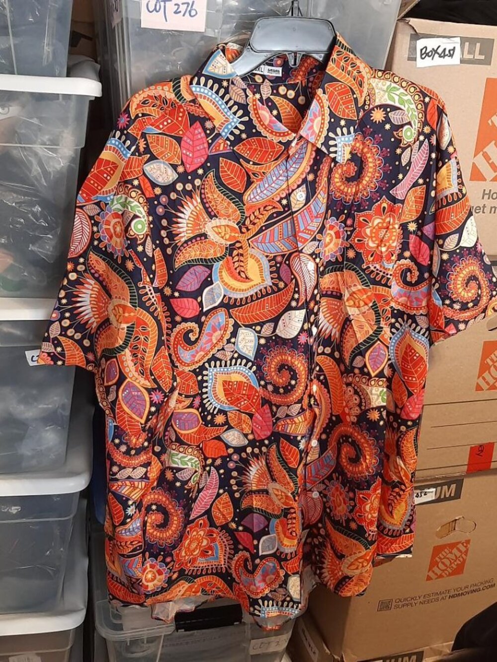 NEW ! Men Vibrant Paisely Short Sleeve Button Down Flora Size 3 XL